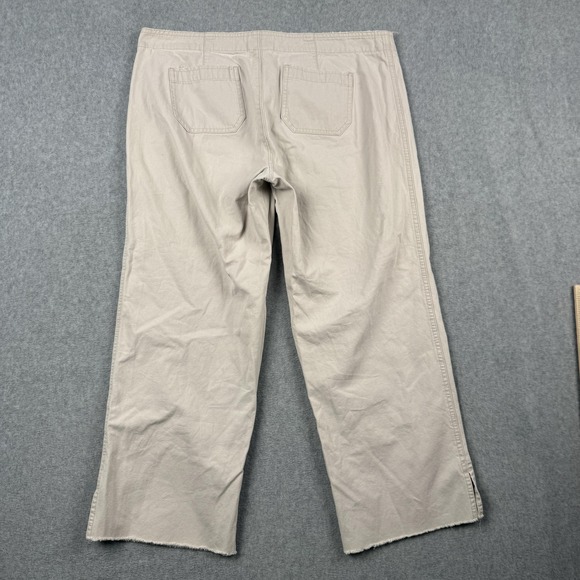 VTG Abercrombie & Fitch Pants Womens 12 Lace Up Front Wide Leg Crop Raw Hem Y2K - Picture 2 of 12